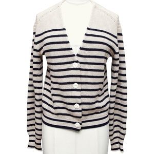 RAG & BONE Cardigan Sweater Knit Long Sleeve Striped V-Neck Black Tan Sz XS